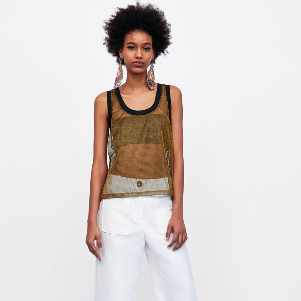 Zara metallic mesh top